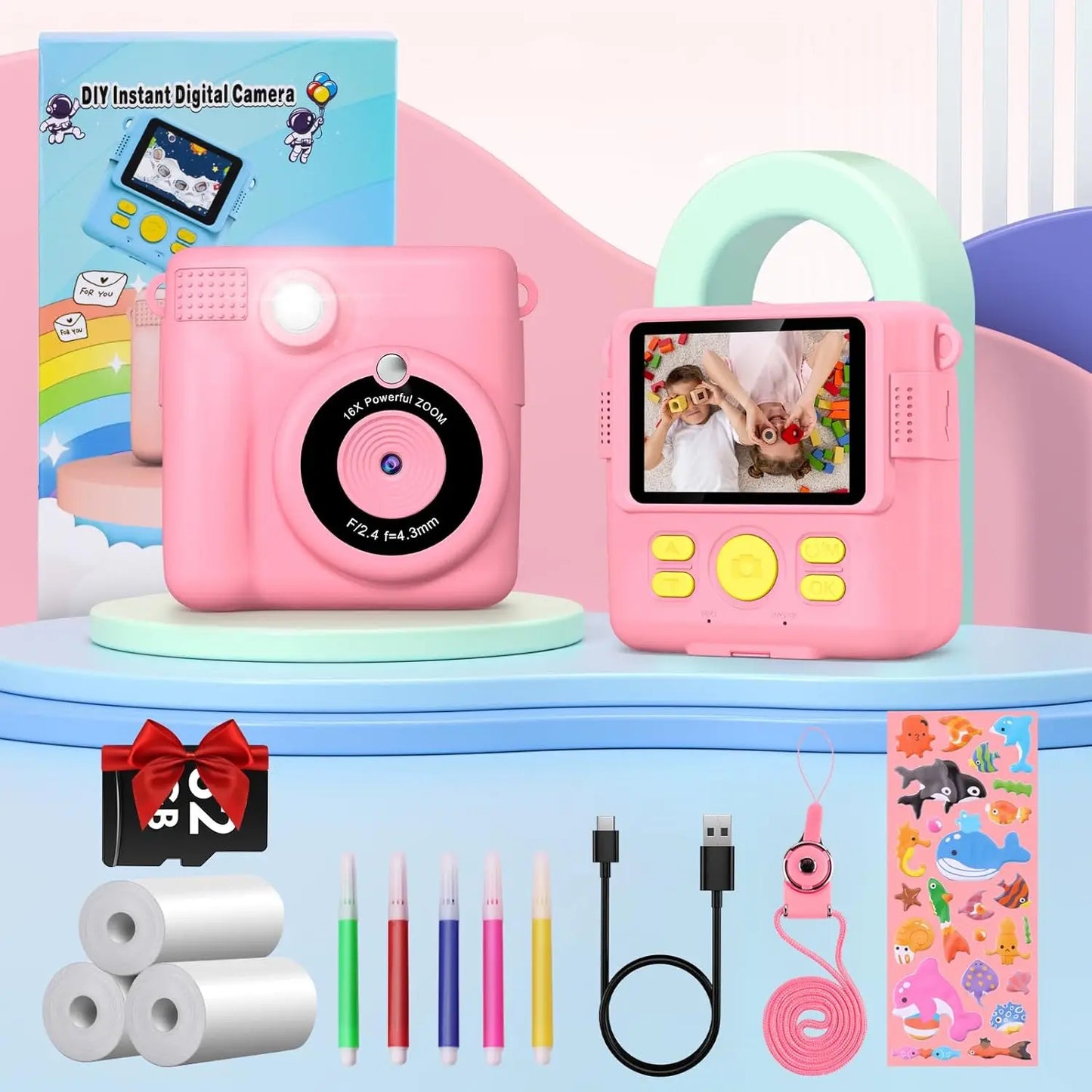 Gofunly Children's Instant Print Camera 1080P Digital Camera Toy for Ages 6 to 12