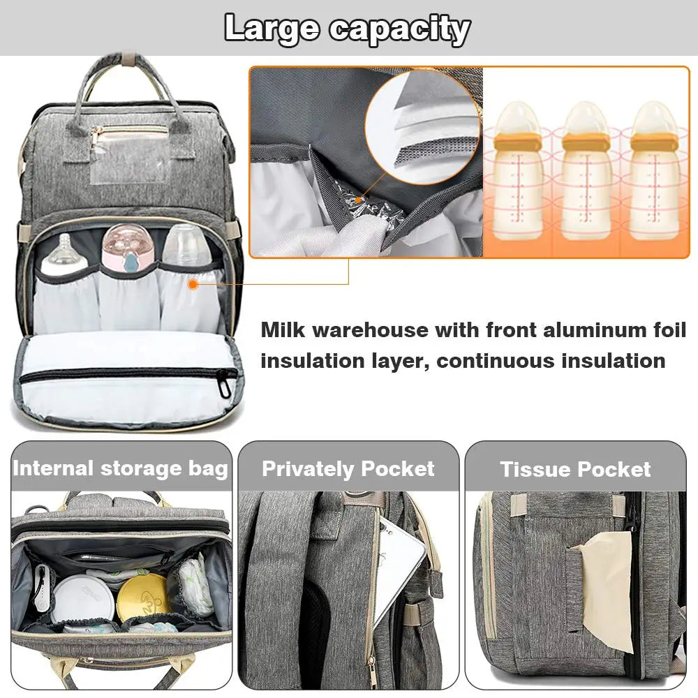 Fashionable Portable Folding Crib Diaper Bag Large Capacity Baby Stroller Organizer