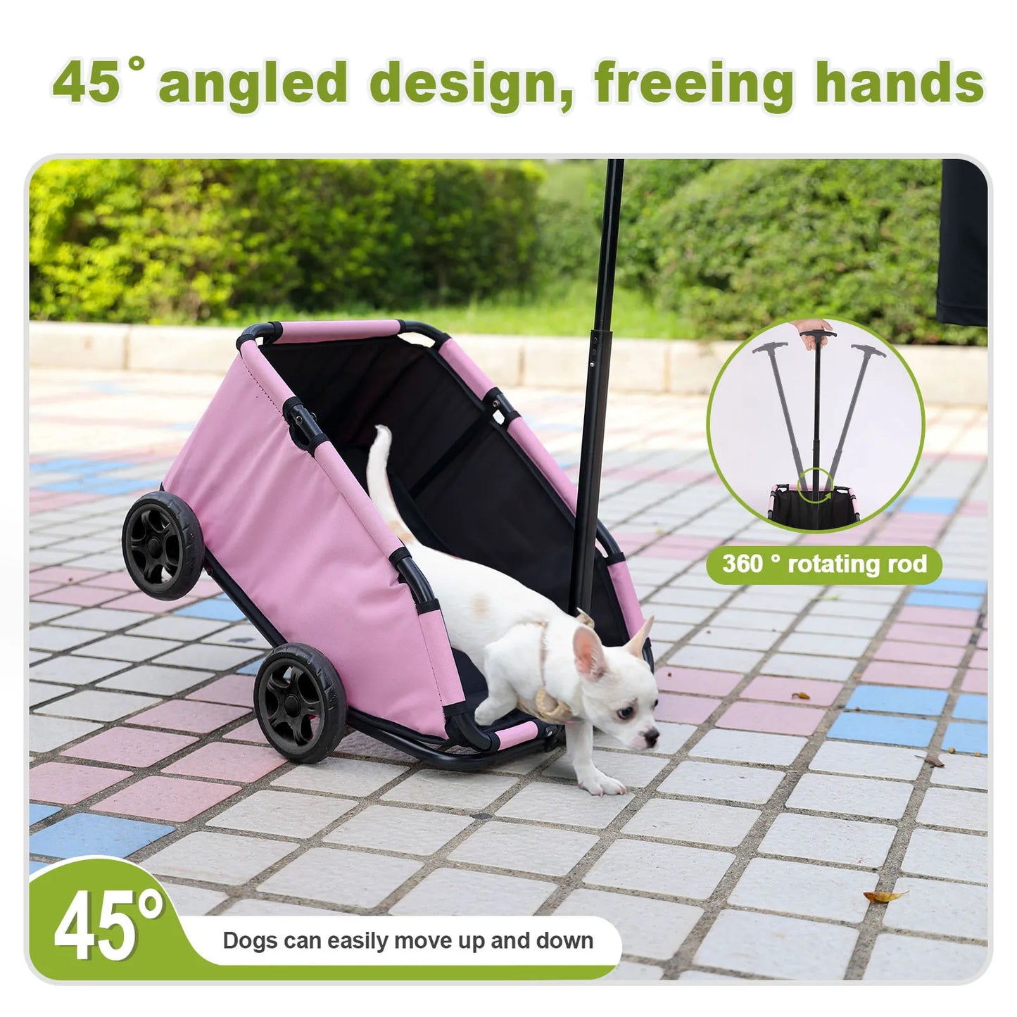 Lightweight 4 Wheel Small Pet Cart Stroller for Dogs and Cats with 360 Degree Rotation
