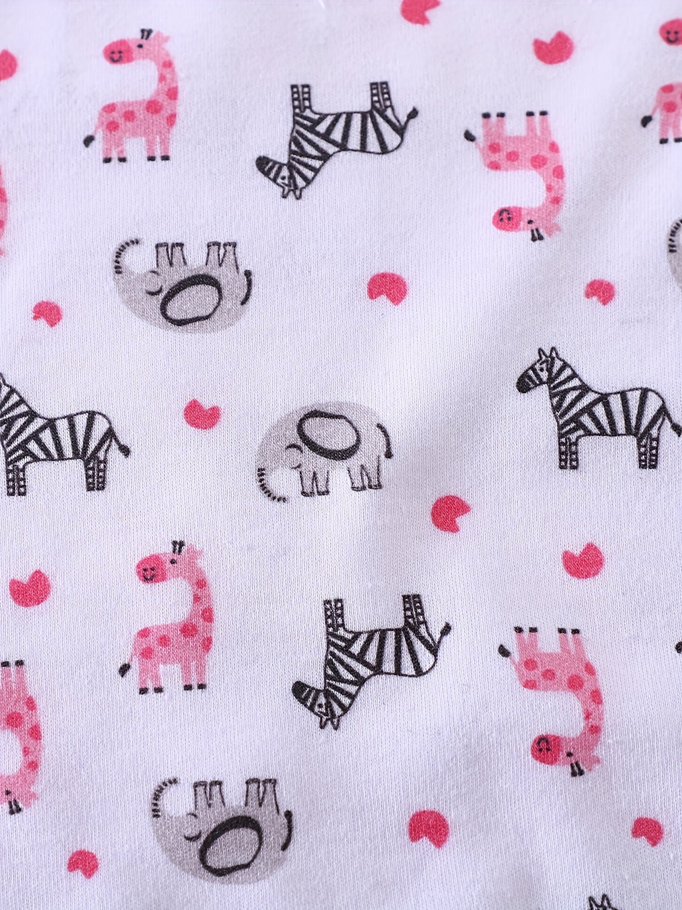 4pcs Set Children's Triangle Romper Baby Summer Fashion Short Sleeve Onesie 0.0-9.84ft Cute Giraffe Zebra Pattern Casual Bodysuit + Hat + Gloves + Socks, Newborn Gift Set, Perfect for Outdoor