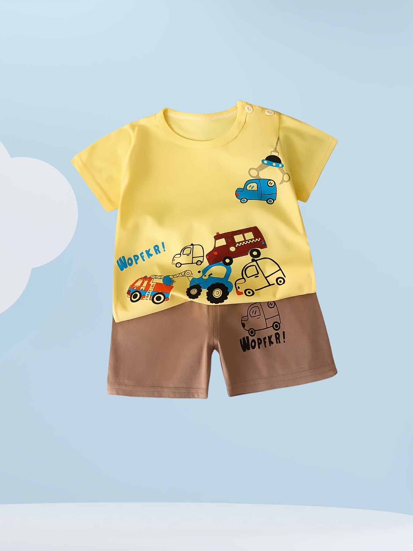 4 sets of 8pcs boys' short-sleeved shorts suits, cute crocodile car cartoon print, pure cotton comfortable fabric, loose and breathable, handsome and cute, it's a good summer gift for Youngsters, Perfect for Outdoor