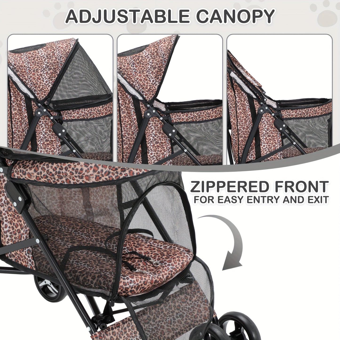 MoNiBloom 4-Wheel Pet Stroller for Small/Medium Dogs up to 22 lbs - Easy-Fold Jogger Stroller with Sun Cover, Breathable Mesh, Rear Storage Bag & Cushioned Pad - Durable Nylon Design for Outdoor Walks & Travel, Visible Mesh P