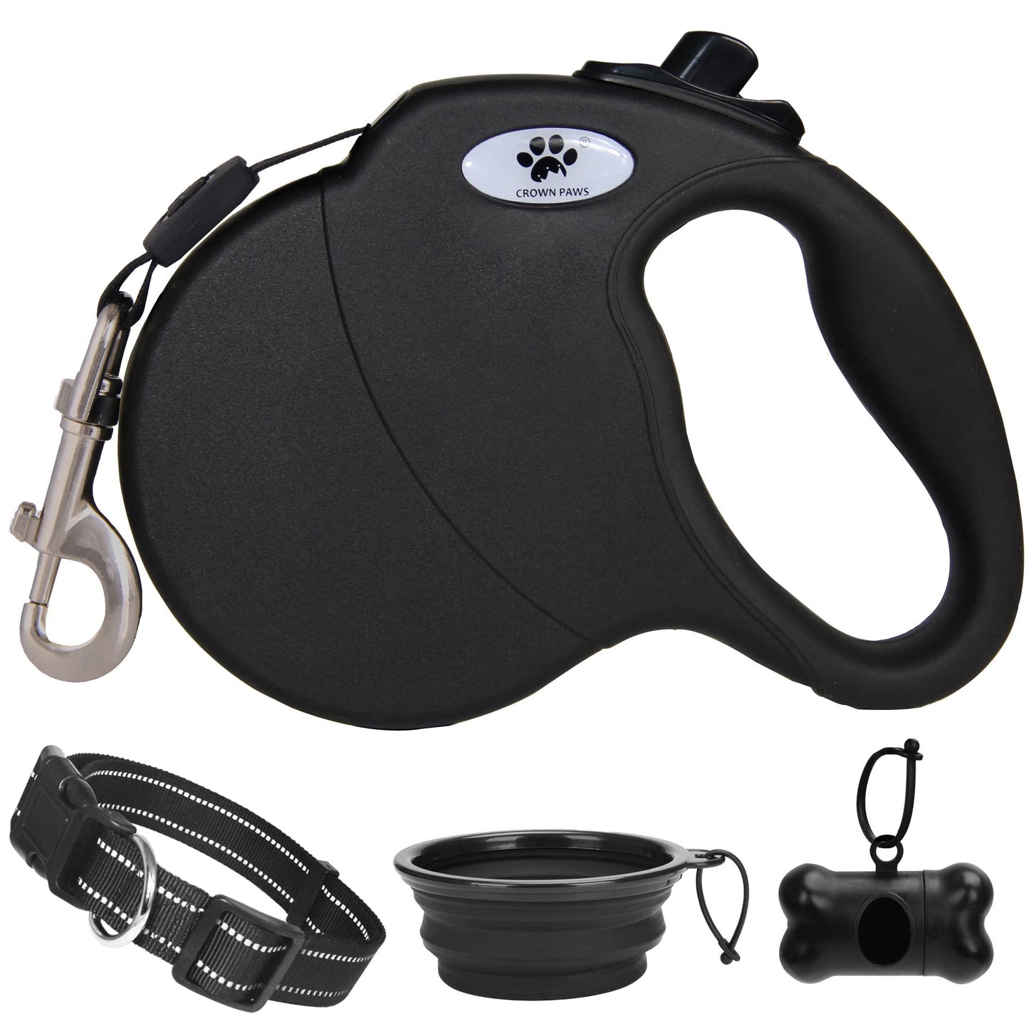 4pcs, Retractable Dog Leash Heavy Duty for Large Dogs(110lbs), Tangl Free Nylon Tape, Black