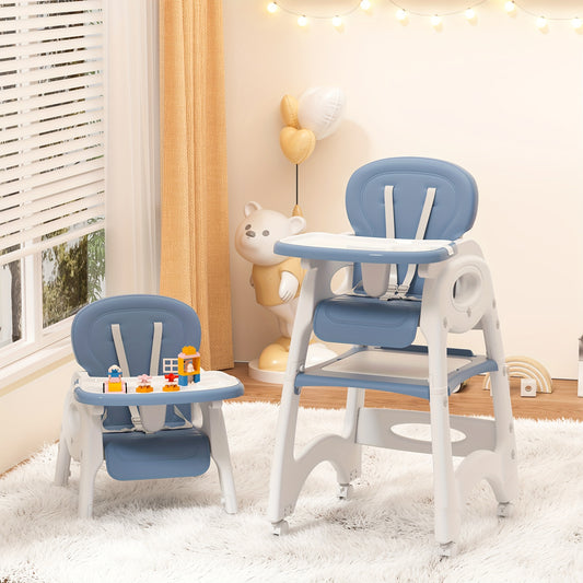 8 in 1 Convertible Infant High Chair with Wheels Adjustable Backrest and Removable Tray