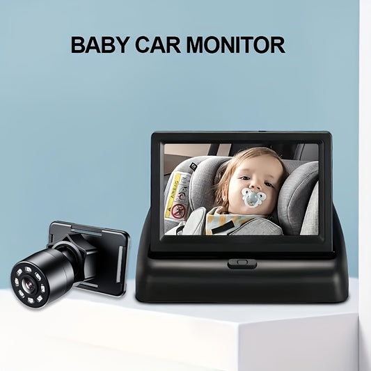 4.3 Inch HD Baby Car Monitor with Night Vision Wide Angle Rear Facing Camera for Child Safety