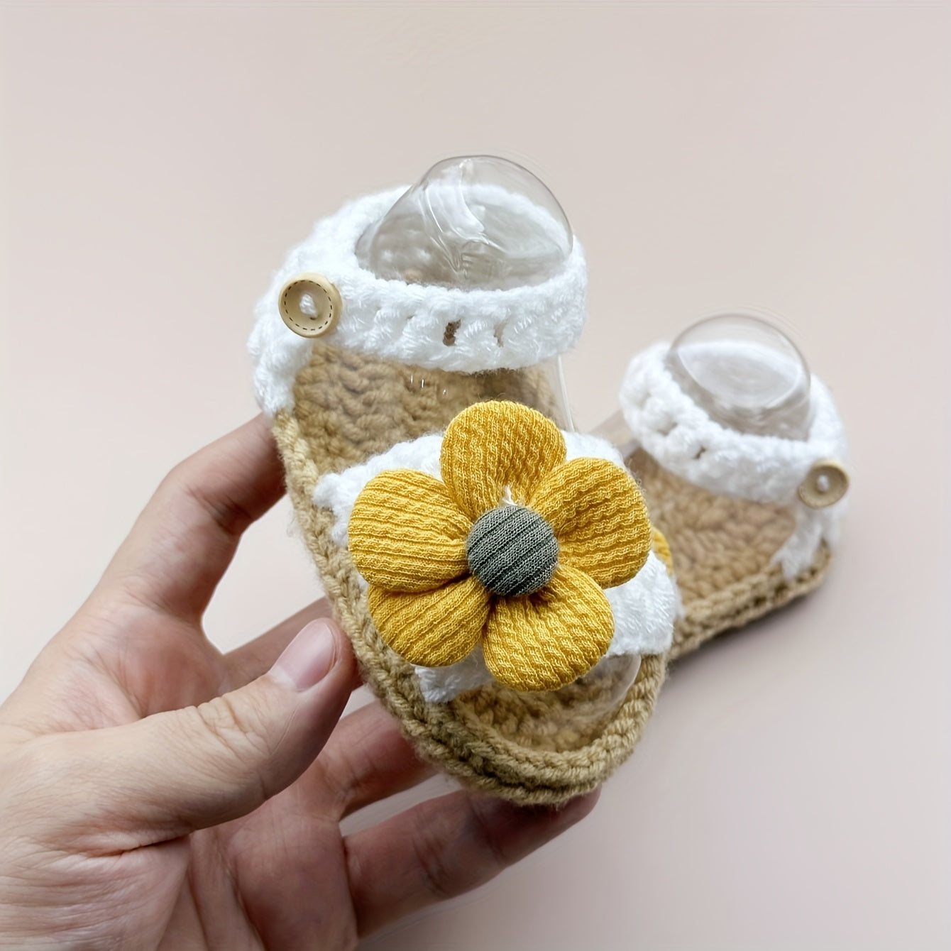 Baby Sandals Flower Handmade Knitting Crochet Toddler Shoes Indoor Floor Socks