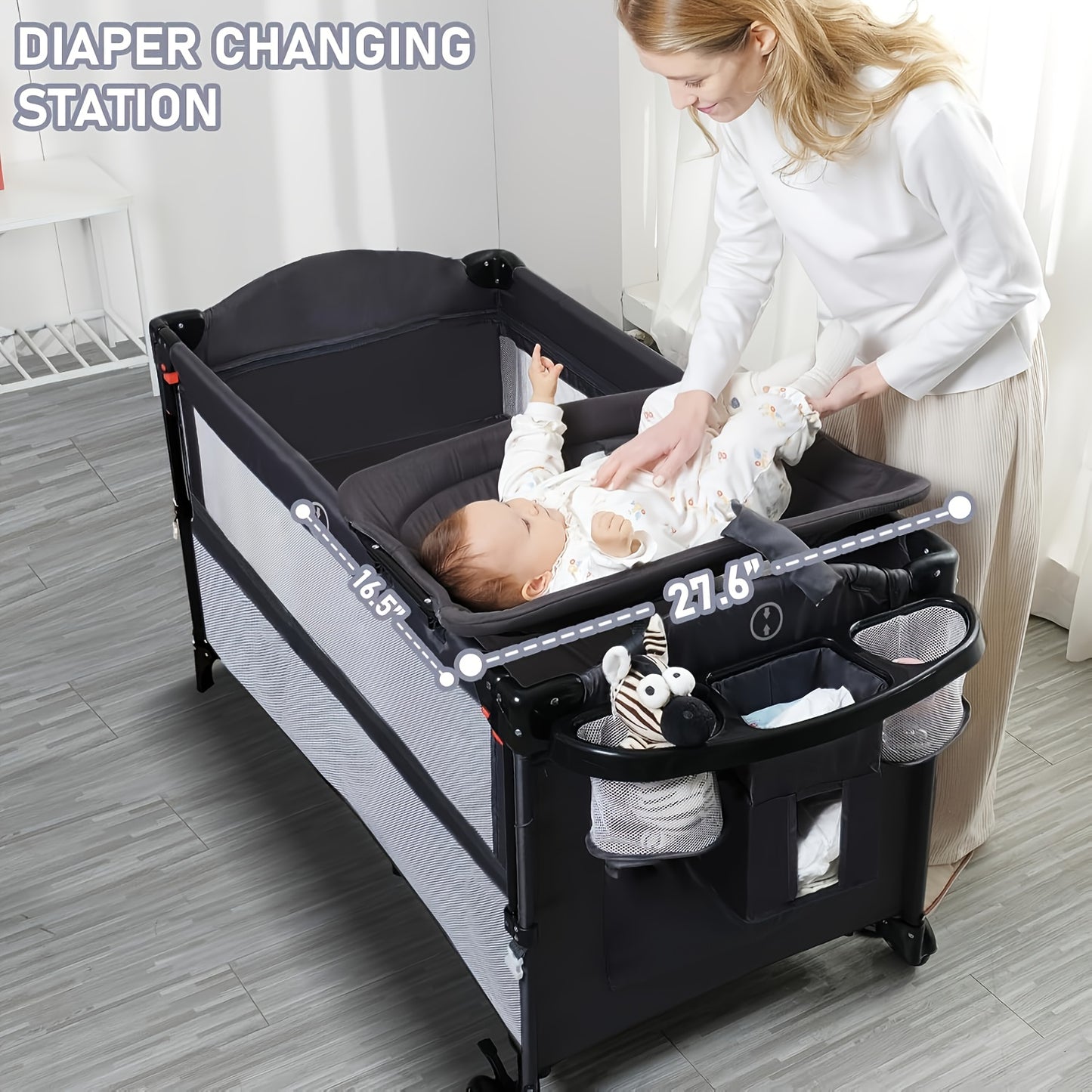 5 In 1 Baby Bassinet Bedside Sleeper With Diaper Changer Perfect For Newborns