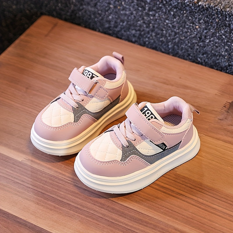 Lightweight Breathable White and Red Striped Soft-Soled Sneakers for Kids