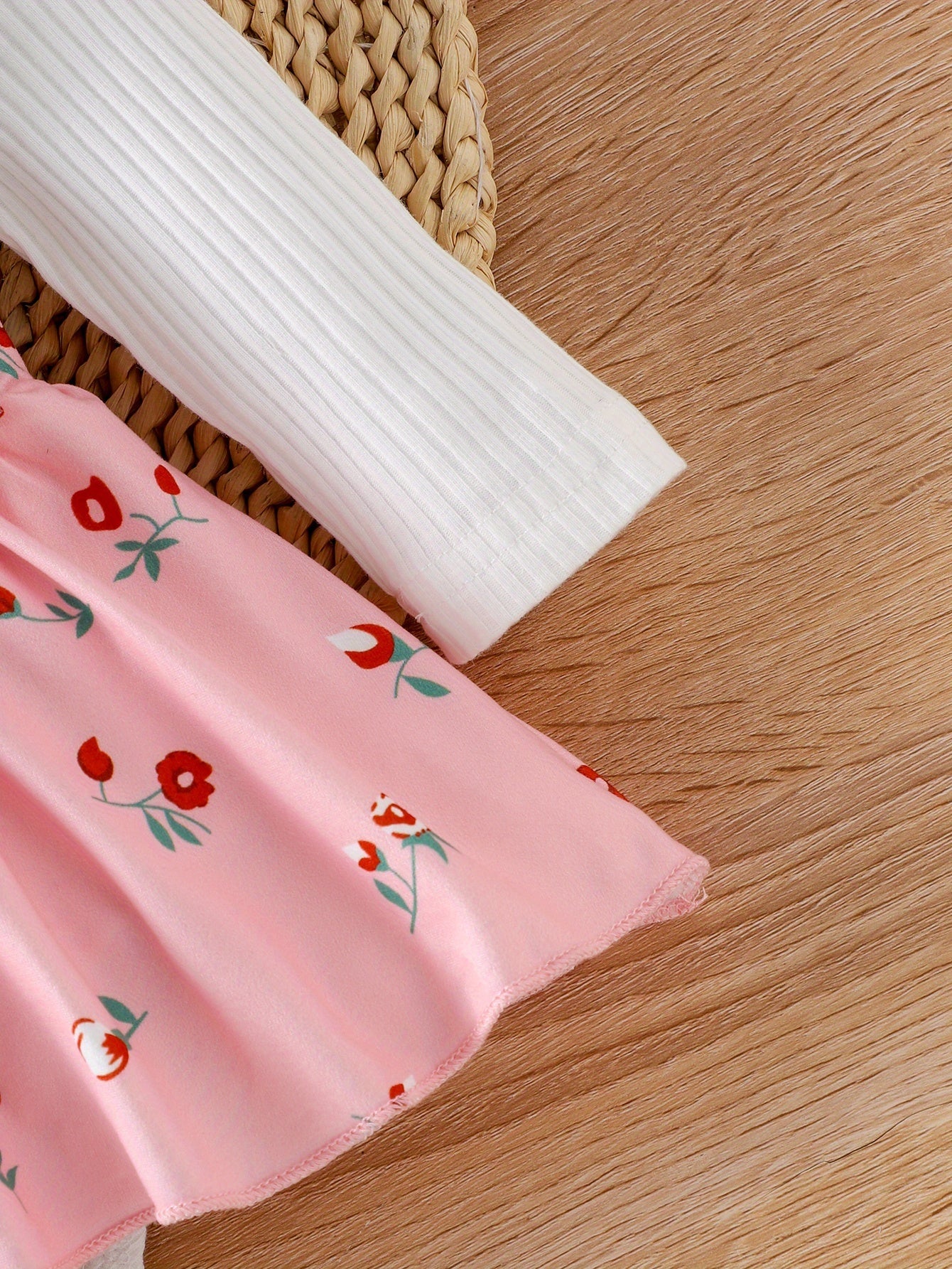 Floral Soft Knit Baby Bodysuit With Matching Headband Set