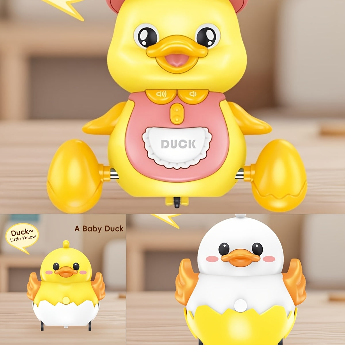 Music Duck Toy Set Glowing Crawling Moving Ducks Three Pack USB Charging Gift For Babies 6 Months Plus