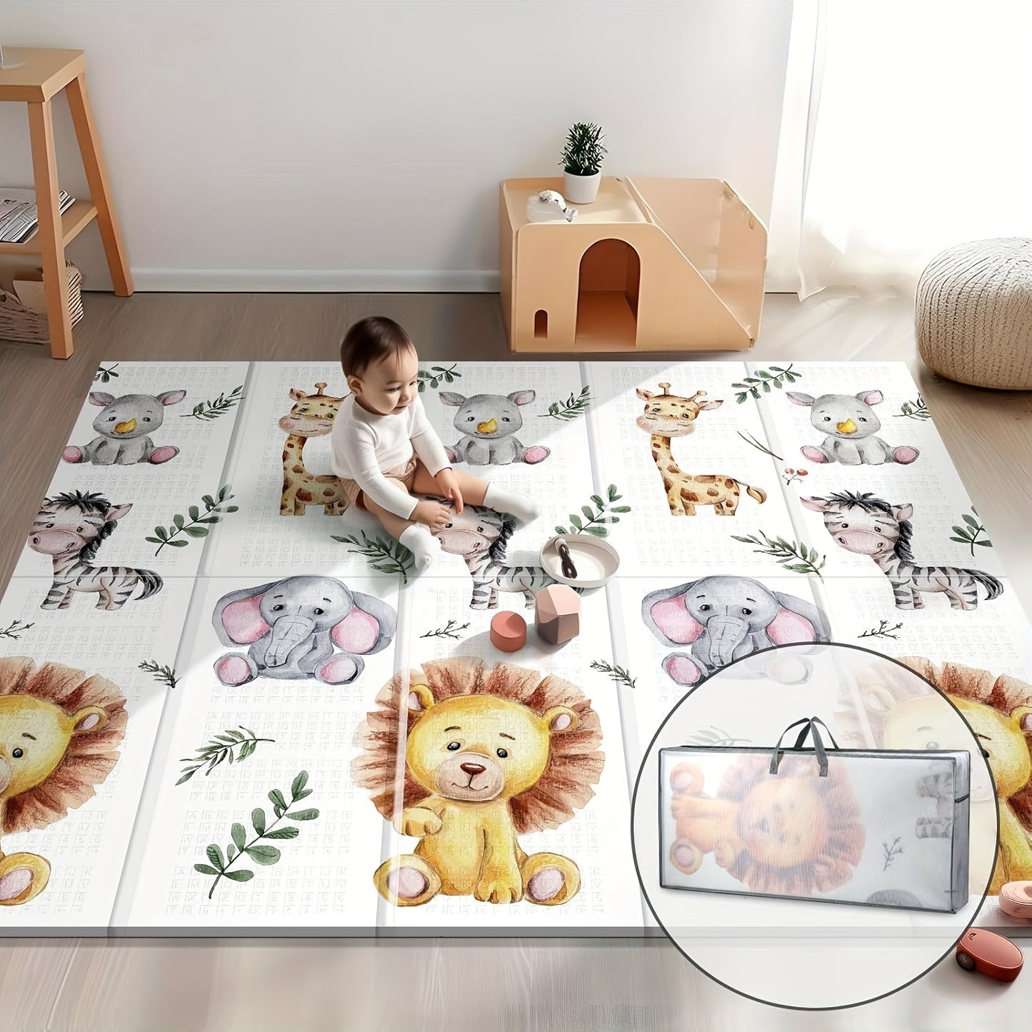 UANLAUO Reversible Baby Play Mat 71 X 59 Inches Foldable Anti Slip Crawling Mat