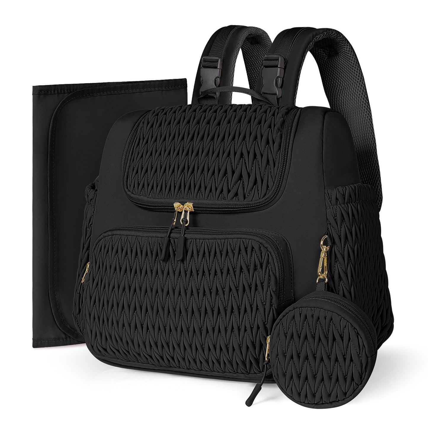 Multi Functional Black Tassel Diaper Backpack Lightweight Stylish Mother Shoulder Bag