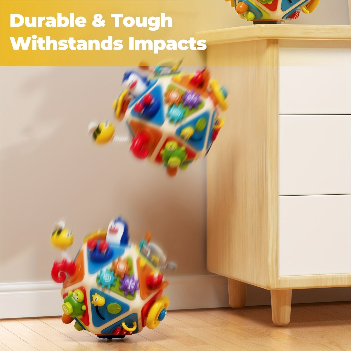 Expandable 20-in-1 Interactive Toddler Busy Board Cube with Zippers, Locks, and Mirrors for Sensory Learning, Ages 1-3