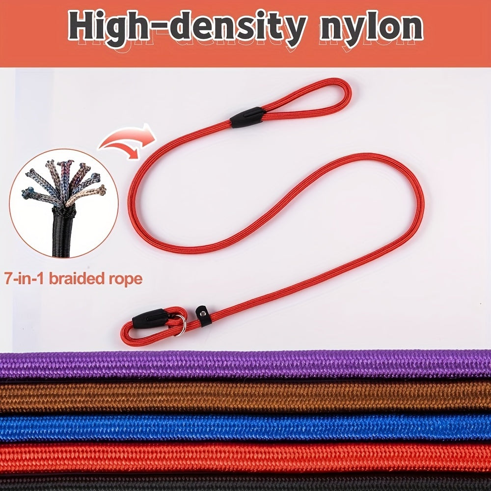 Durable 5pcs Nylon Rope Slip Lead - Dog Leash for All Sizes - Strong Training Lead