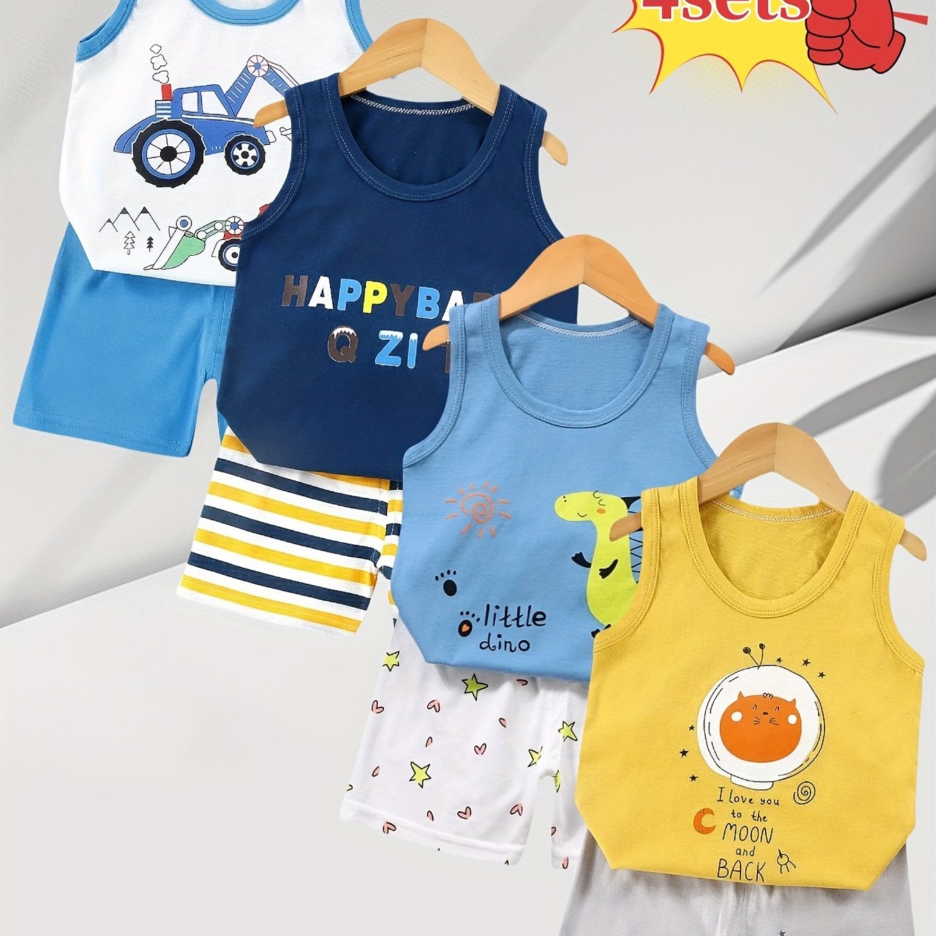 DinoPlay Cartoon Excavator Suit – Comfortable Summer Outfit for Boys