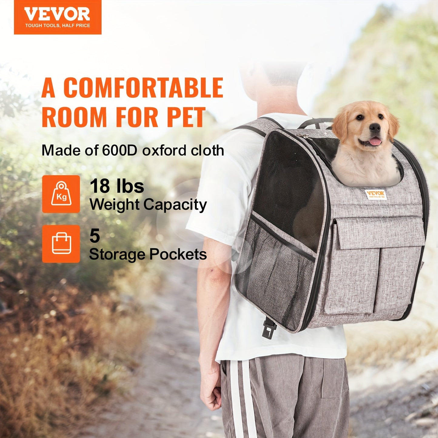 VEVOR Rolling Pet Carrier Backpack - With Removable Wheels For Under 18LBS, Large Soft Sided Wheeled Dog Carrier Cat Travel Carrier Airline Approved For Small Dogs And Medium Cats With Upgraded Wheels - For Pet Owners - Suita