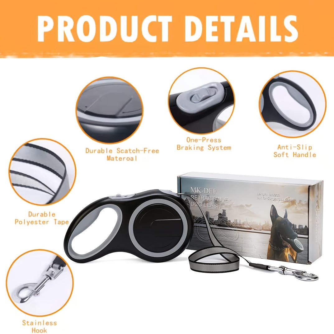 Extendable Dog Leash 16 Ft Heavy Nylon With Non Slip Handle