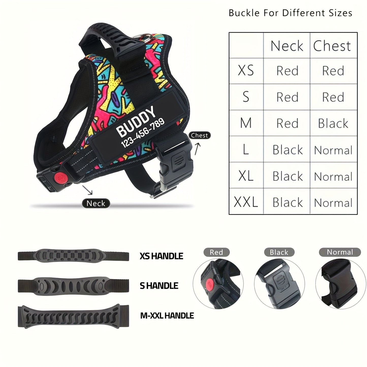 Customizable Polyester Dog Harness with Name & Phone Number, No-Pull Design, Daisy Pattern, Hand Wash Only, for Training & Walking