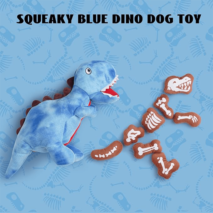 Nocciola 9 in 1 Dinosaur Dog Toys Funny Squeaky Plush Chew Toy for Small to Medium Breeds