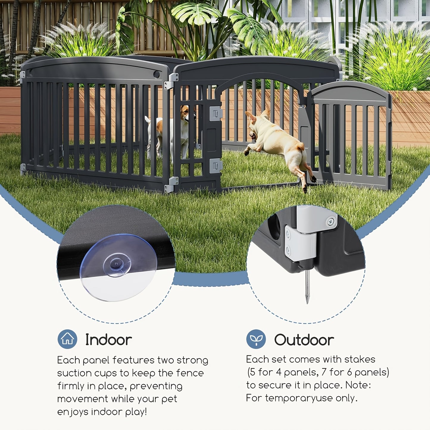Portable Expandable Dog Pen with Non-Slip Bottom for Medium Dogs Indoor and Outdoor Use