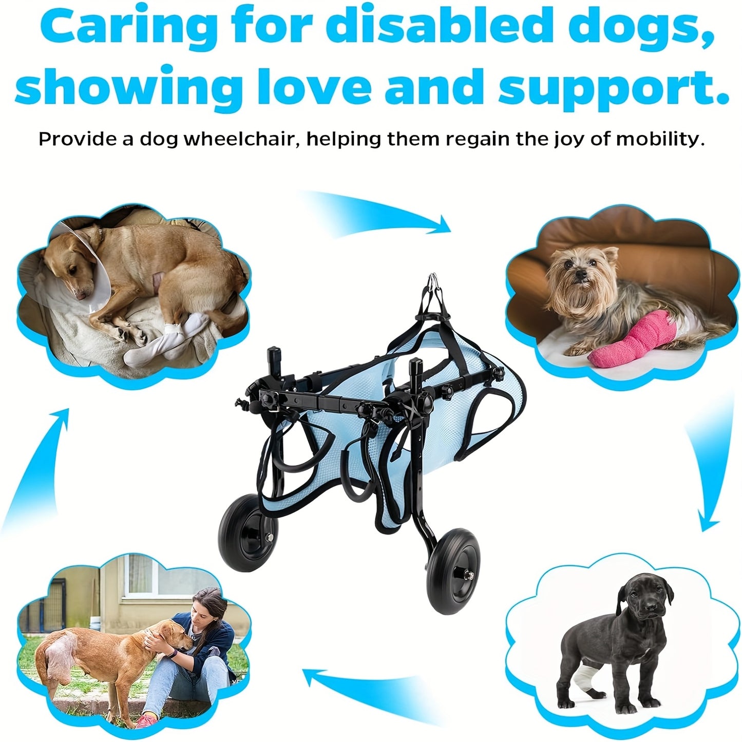 Hind Legs Dog Wheelchair Cart, Dog/Cat Wheelchair With Disabled Hind Legs For Walking, Hind Legs Mobility Aid For Small Pets, Dog Stroller With Wheels, Lightweight, Pet Supplies And Accessories For Christmas, Black Fridays It