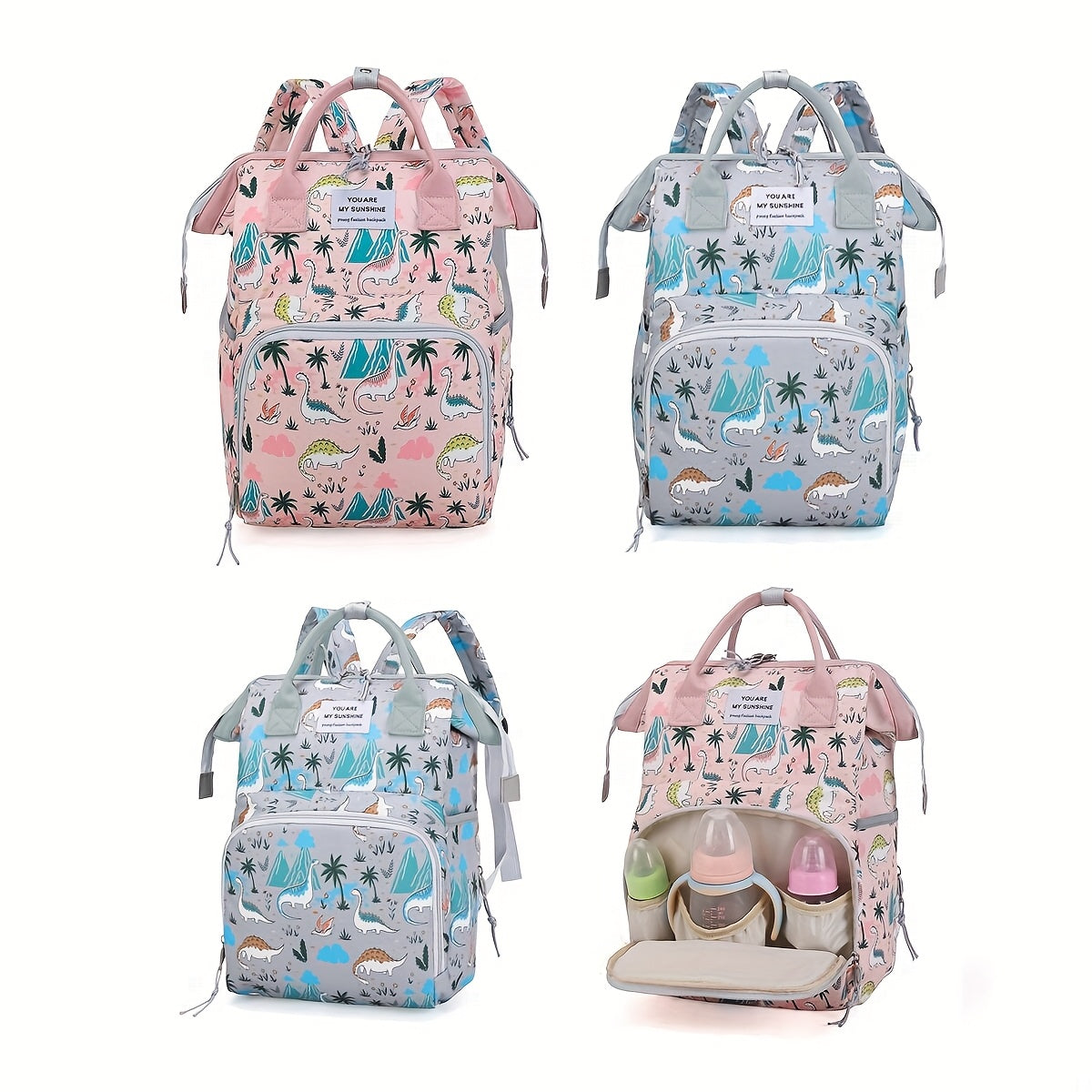 Chic Pink or Gray Diaper Backpack - Spacious & Lightweight Parent Bag with Practical Pockets, Durable Oxford Fabric