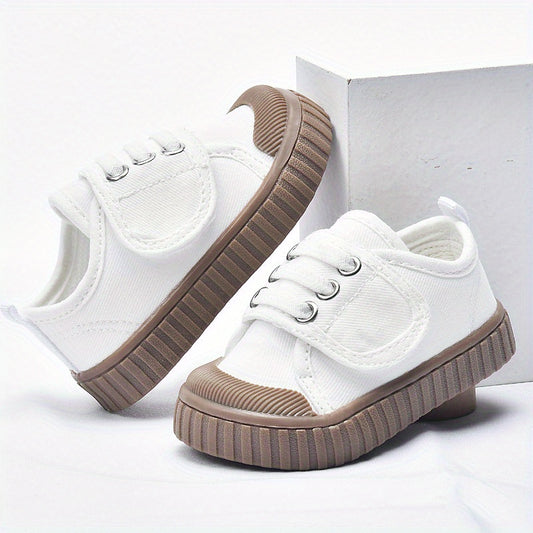 Candy Color Canvas Sneakers for Toddlers Hook and Loop Closure Breathable TPR Sole