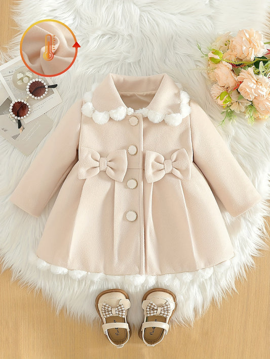 Girls Soft Fleece Jackets and Coats with Bow Trim for Back to School Autumn Winter