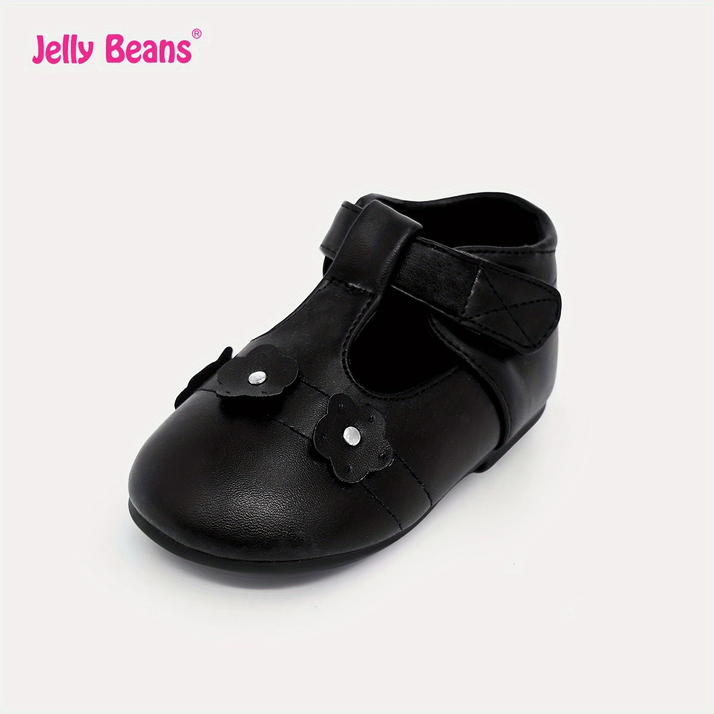 Girls Solid Colour Princess Mary Jane Flat Shoes Comfy Non Slip Hook and Loop Fastener