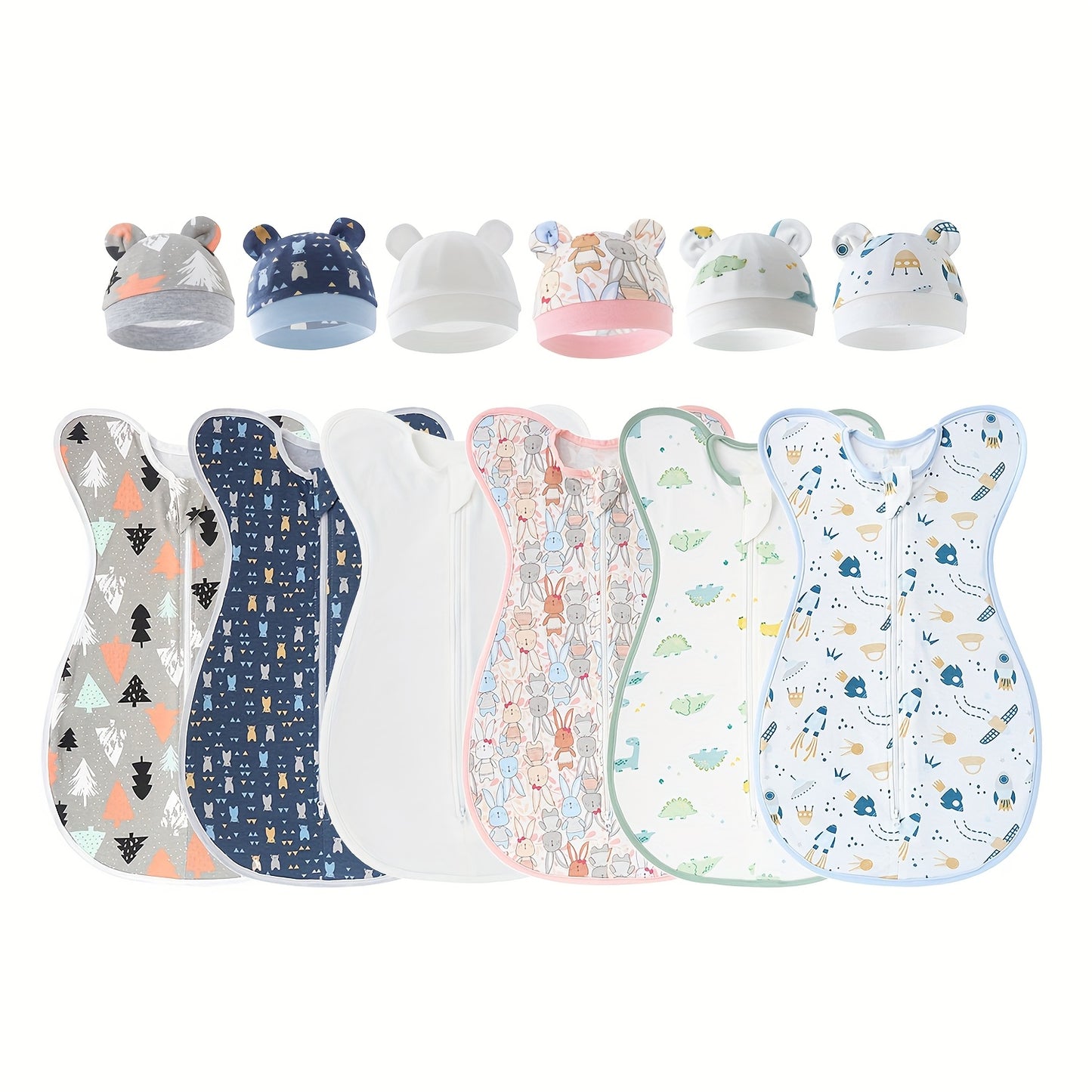 Set Of 2 Super Soft Newborn Sleeping Bags (Suitable for 0-6 Months) - Double Zipper, Breathable And Soft, Kids Wearable Blanket with Matching Hood, Suitable for Newborn Kids Girls, Great Newborn Gift