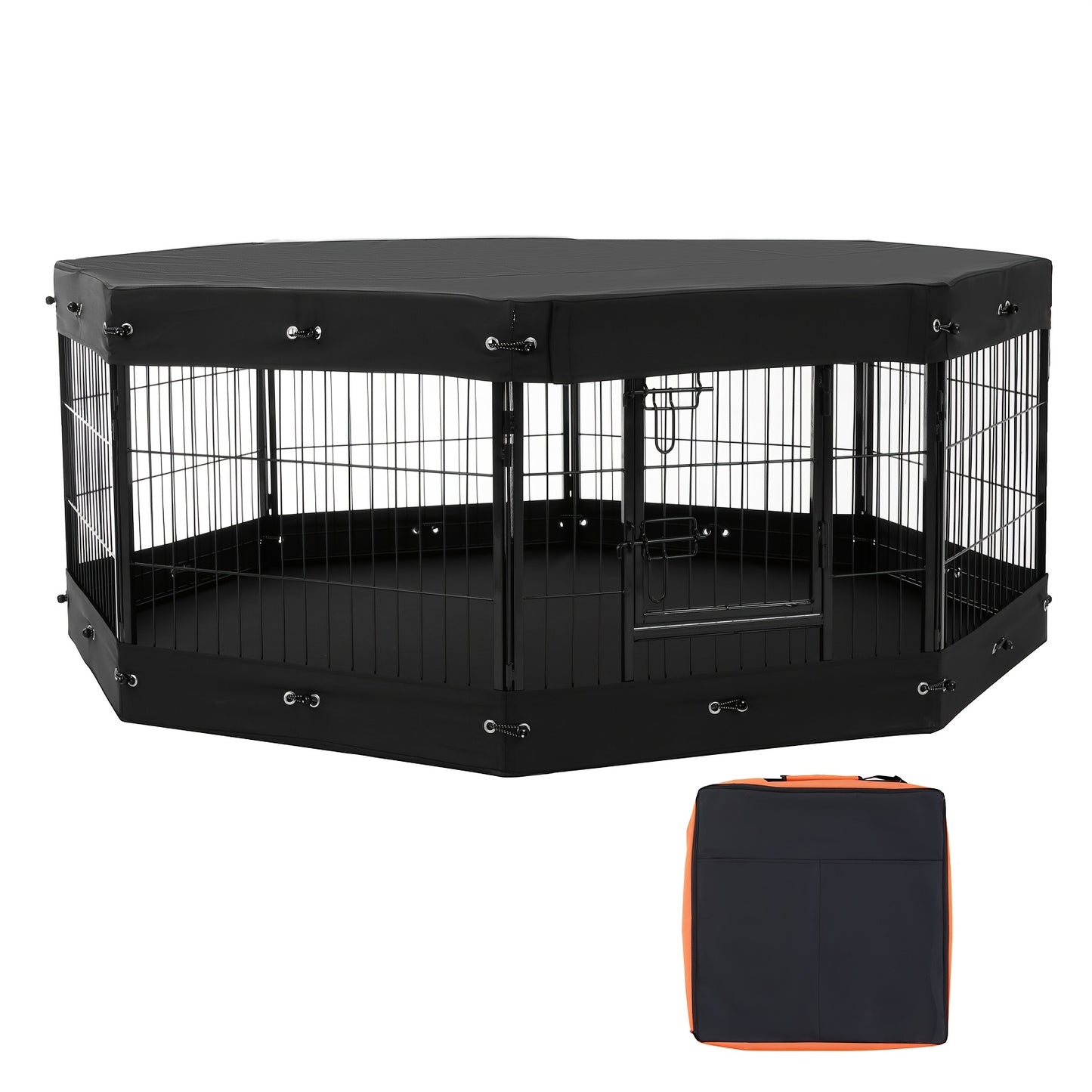 Thick Iron Wire Square Tube Sports Pet Fence with Top Cover and Ground Mat 8pcs Mesh Sheets