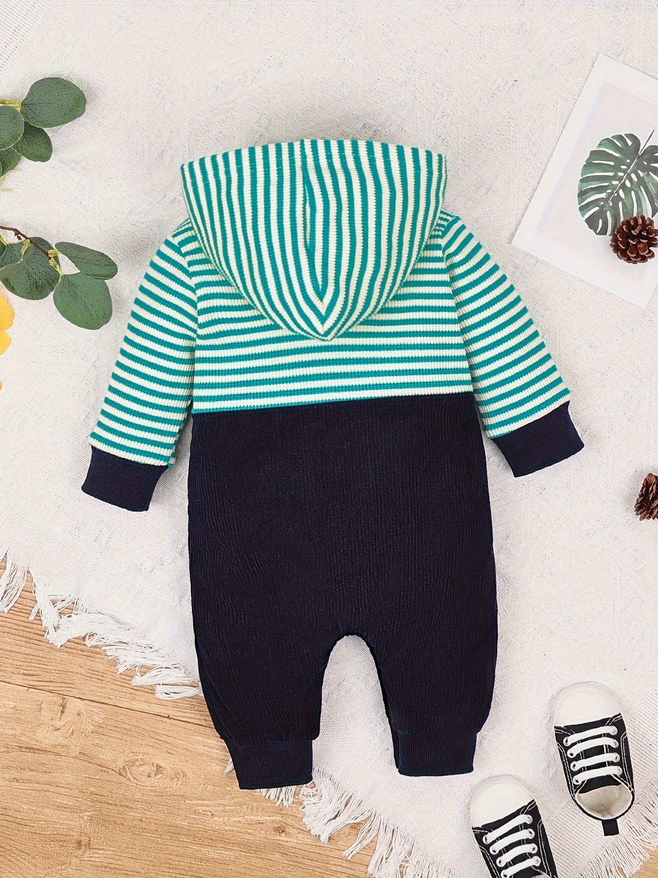 Baby Boy Long Sleeve Romper And Pocket Pants Set For 0 To 18 Months Winter Fall Outfit Cozy Cotton