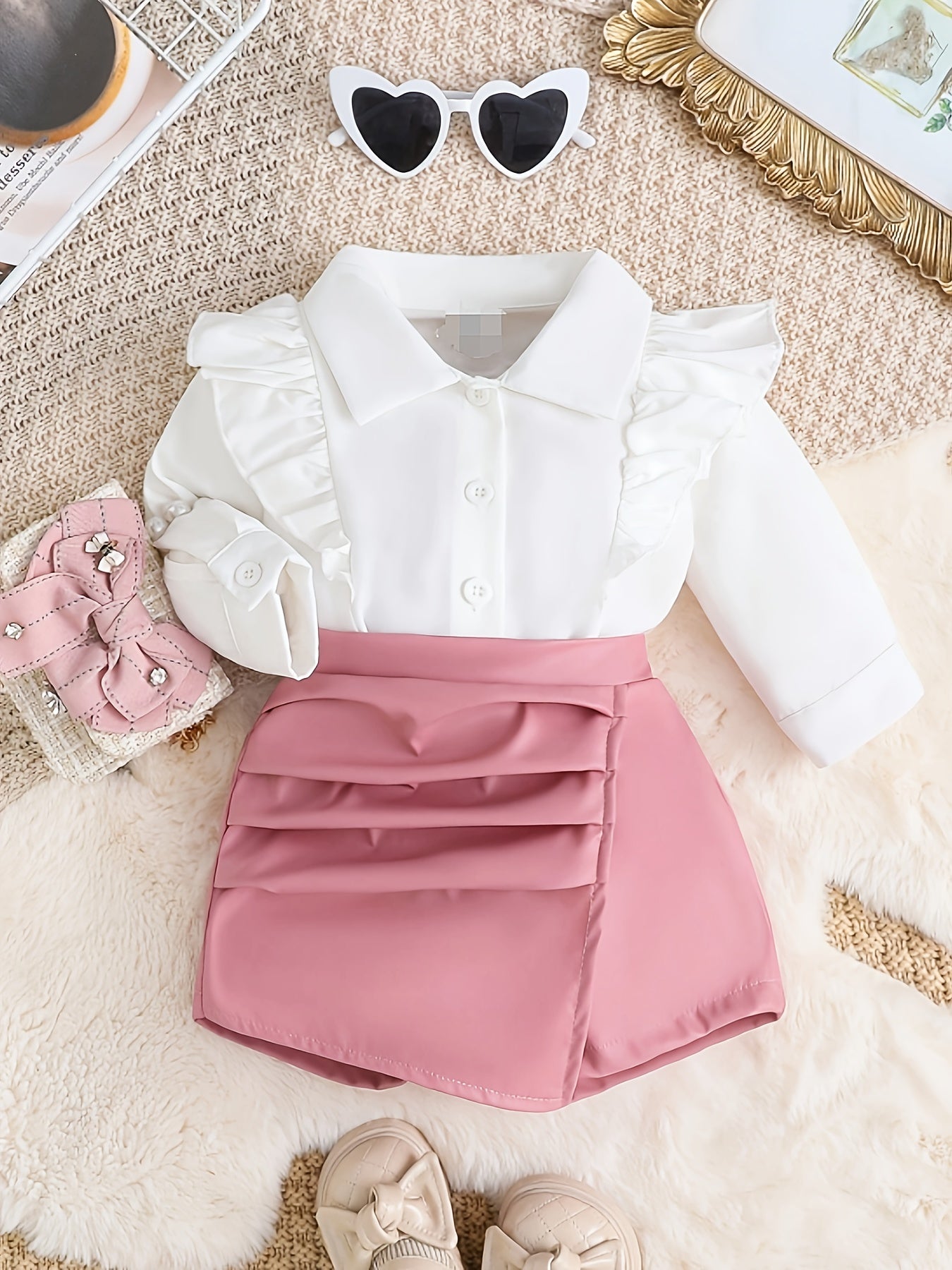 Baby Girl Summer Fashion Two-Piece Top and Skirt Set for Outdoor Adventures