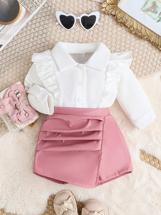 Baby Girl Summer Fashion Two-Piece Top and Skirt Set for Outdoor Adventures