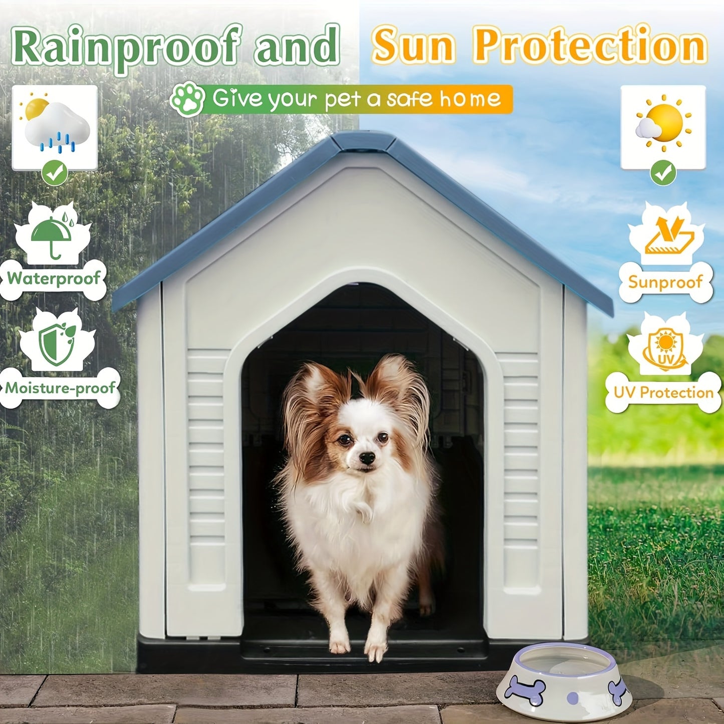 Vita Beata Durable Waterproof Dog House for Extra Small and Small Dogs Indoor Outdoor