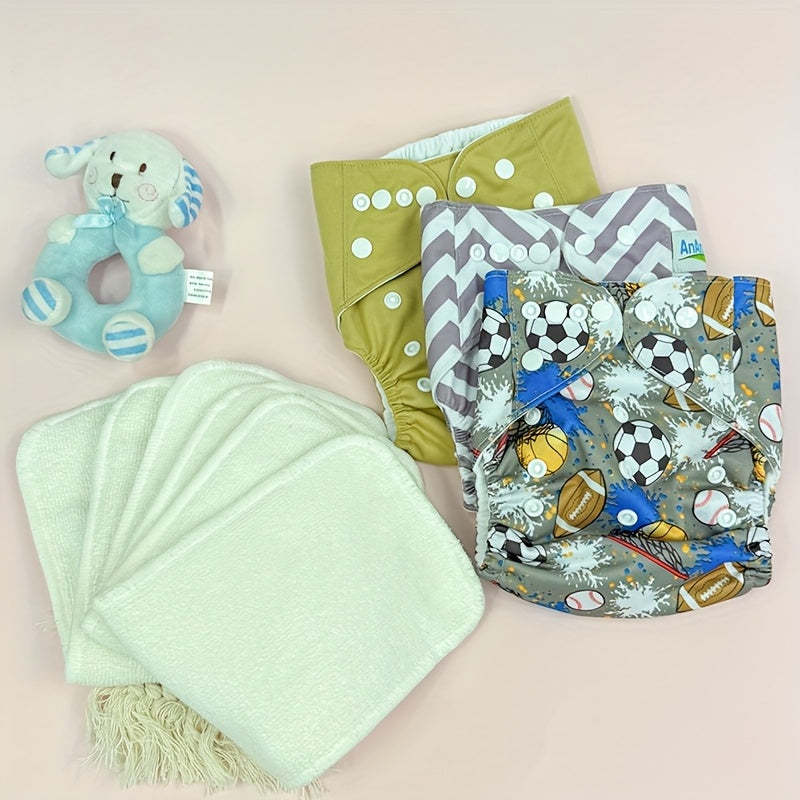 Reusable Cloth Diaper Set 6 Pieces Adjustable Leak Proof Maternity Bag for Babies 0-3 Years