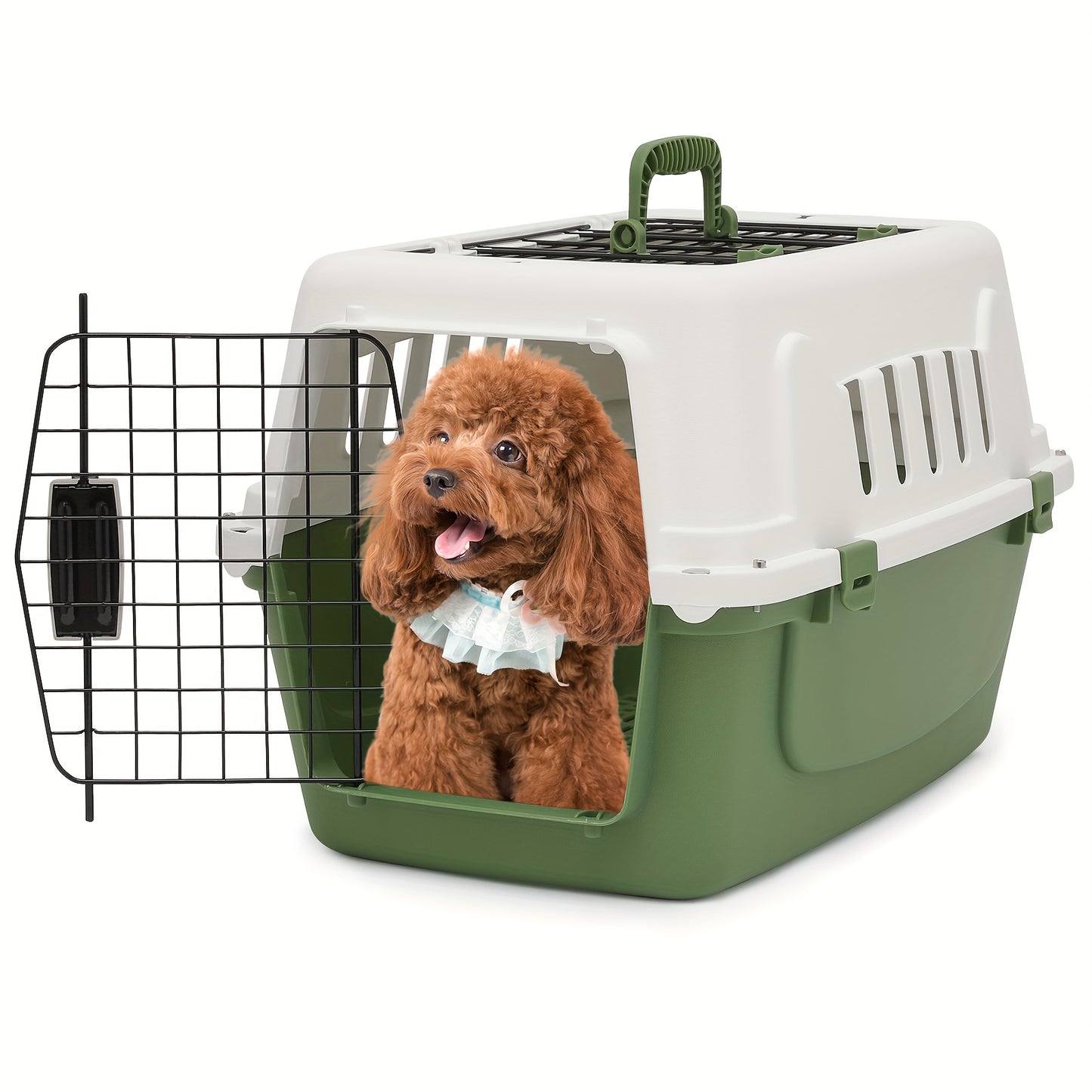 22 Inch Dog Crate Plastic Two Door Top Loading Cat Carrier for Small Pets Travel Safe