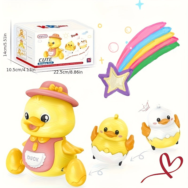 Music Duck Toy Set Glowing Crawling Moving Ducks Three Pack USB Charging Gift For Babies 6 Months Plus