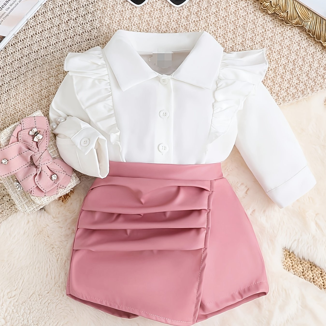 Baby Girl Summer Fashion Two-Piece Top and Skirt Set for Outdoor Adventures