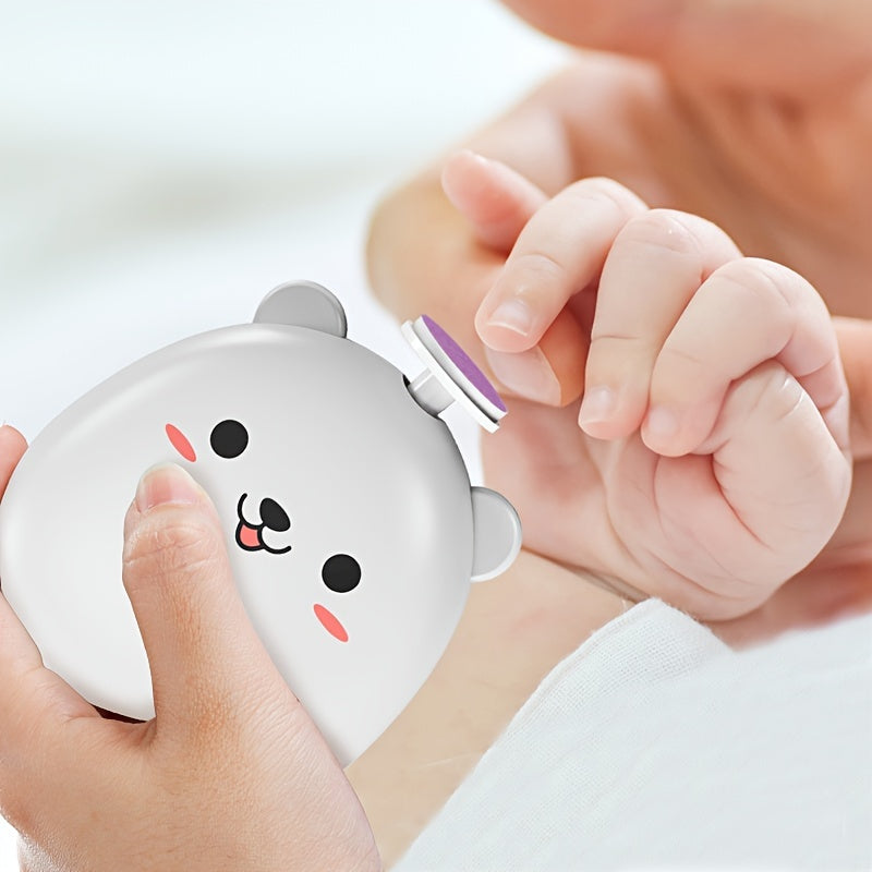 Baby Electric Nail Grinder with Bear Shape Rechargeable Quiet Portable 8 Grinding Heads