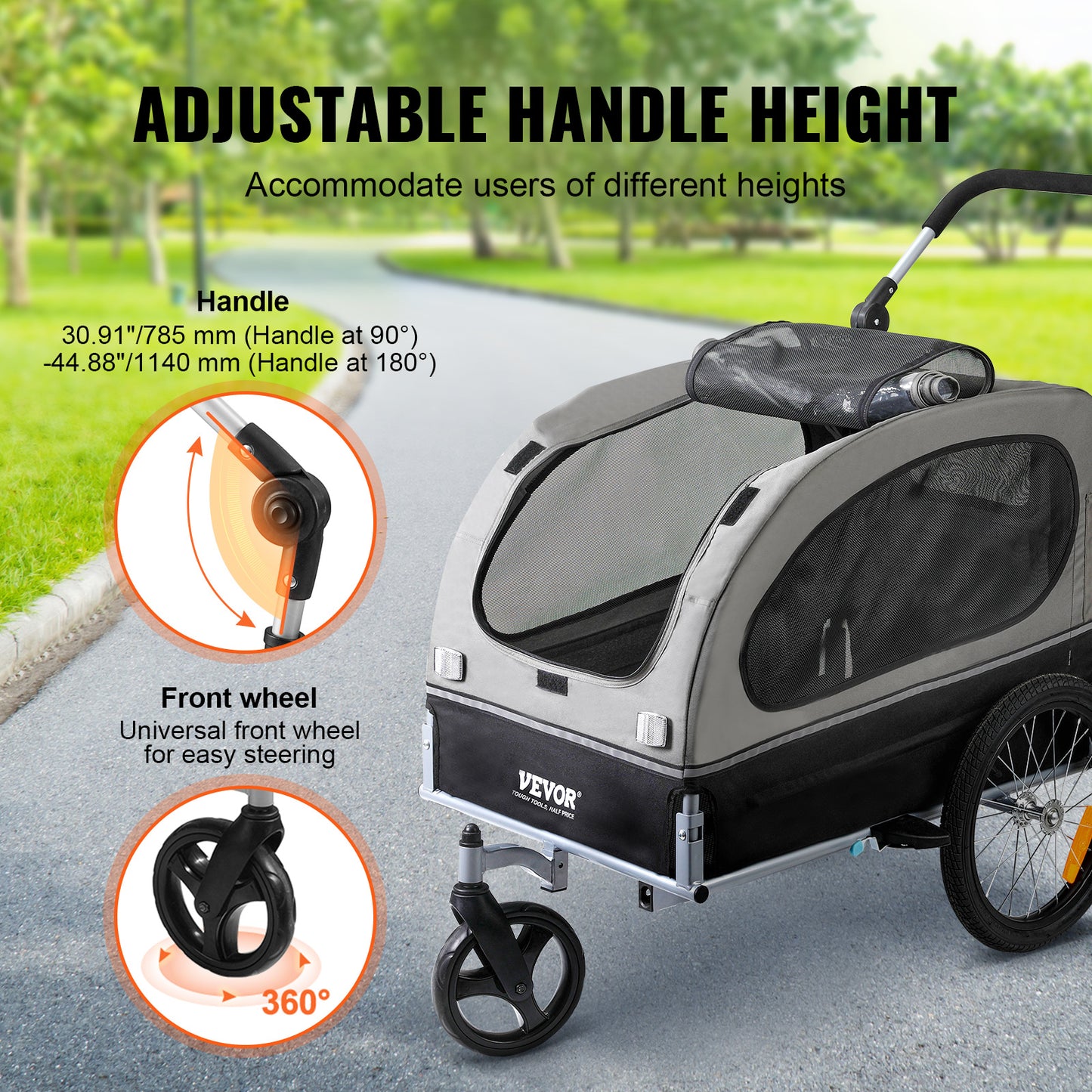 VEVOR 2in1 Dog Bike Trailer And Jogging Stroller For Pets