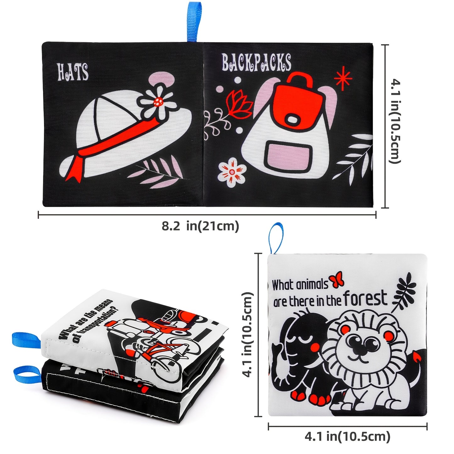 12pcs Soft Baby Crinkle Books Nontoxic Polyester Sensory Learning Toys for Kids