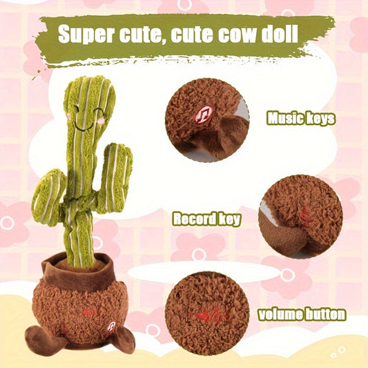 Interactive Singing Cactus Toy with Expressive Eyes Soft Texture Fun Decor for All Ages