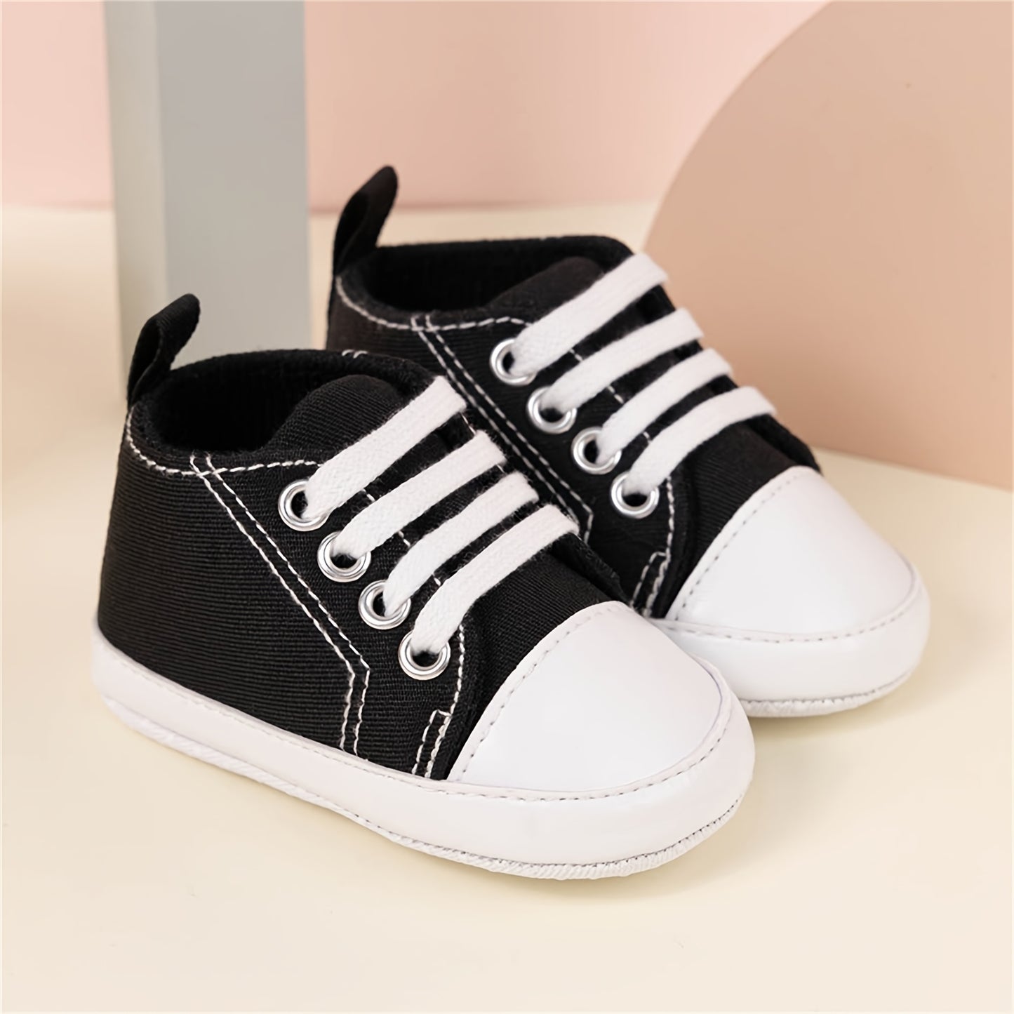 Unisex First Walking Shoes - Breathable Canvas High-Top Sneakers with Anti-Slip Soft Rubber Sole, Striped Design for, All-Season Casual Training Running Shoes, Shoes, Footwear, Cute Footwear, Durable Traction Footwear