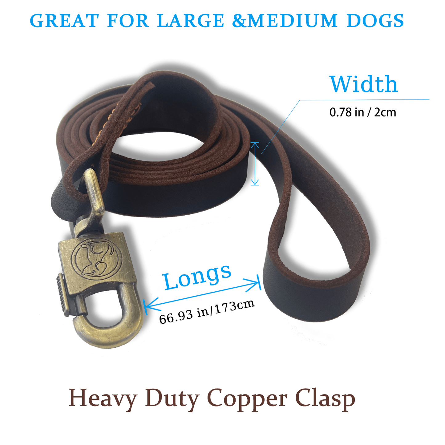 Leather Dog Leash 6FT * 3/4 "- A powerful heavy-duty training belt suitable for large, medium, and small dogs. The genuine leather Leash is soft and comfortable with a sturdy large lock, making it perfect for training and wal