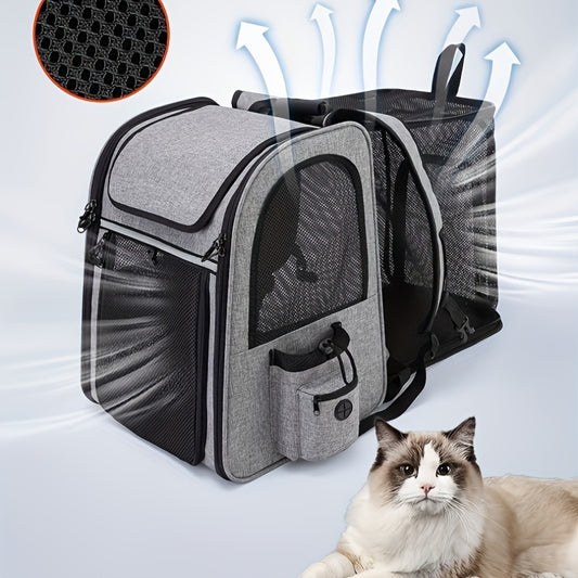 Expandable Breathable Pet Carrier Backpack Carries 18 Lbs
