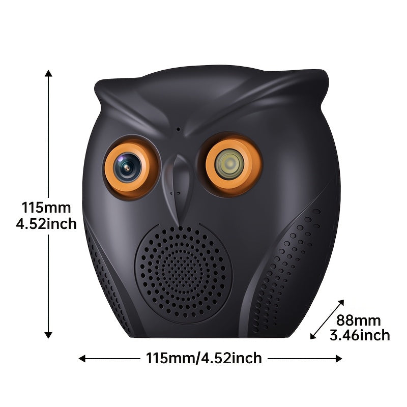 Owl-Shaped Indoor Security Camera 1080P HD Wide Angle Two-Way Audio Night Vision