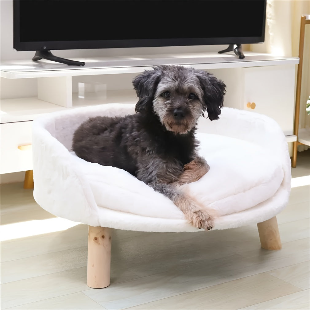 Raised Pet Sofa Bed for Dogs and Cats with Removable Padded Cushion and Stylish Design