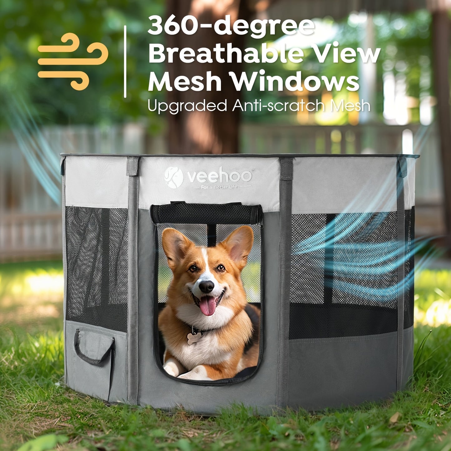 Veehoo Foldable Portable Dog Playpen for Indoor and Outdoor Use - Ideal for Small and Medium Dogs
