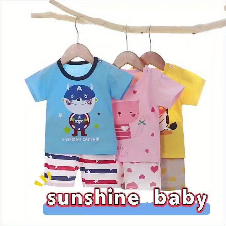Baby Summer New Short Sleeve Suit! Four Sets! An Eight-piece Set! Children Like The Boat Crocodile Print Pattern, Pure Cotton Material, Comfortable And Breathable. It Is Also The Best Gift Parents Can Give Their Children. Sum
